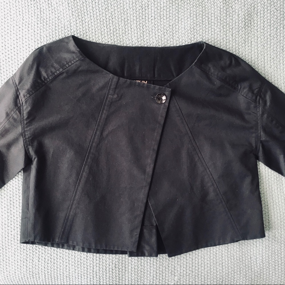 Dark Navy Cropped Swing Jacket